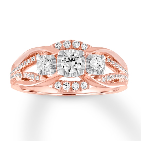 Memories Moments Magic Three-Stone Diamond Ring 1/2 ct tw Round-cut 14K Two-Tone Gold