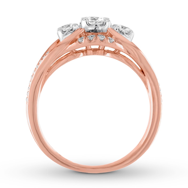 Main Image 2 of Memories Moments Magic Three-Stone Diamond Ring 1/2 ct tw Round-cut 14K Two-Tone Gold