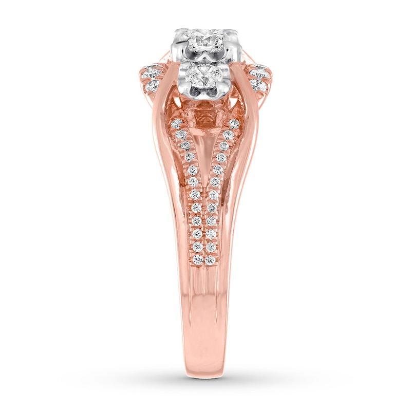 Main Image 3 of Memories Moments Magic Three-Stone Diamond Ring 1/2 ct tw Round-cut 14K Two-Tone Gold
