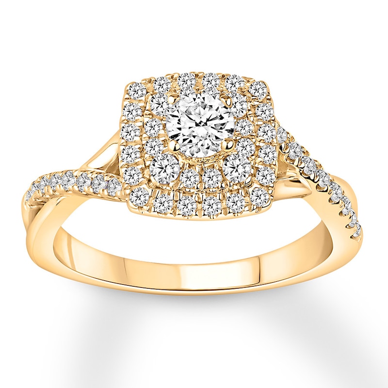 Diamond Engagement Ring 3/4 ct tw Round-cut 14K Yellow Gold with 360