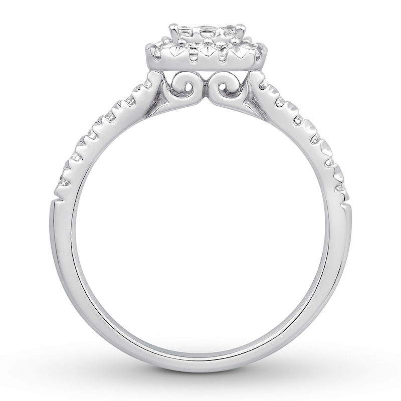 Main Image 2 of Now + Forever Diamond Engagement Ring 3/4 ct tw Princess & Round 14K White Gold