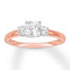 Thumbnail Image 0 of Three-Stone Diamond Ring 1 ct tw Cushion/Round 14K Rose Gold