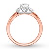 Thumbnail Image 1 of Three-Stone Diamond Ring 1 ct tw Cushion/Round 14K Rose Gold