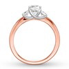 Thumbnail Image 1 of Three-Stone Diamond Ring 1 ct tw Cushion/Round 14K Rose Gold