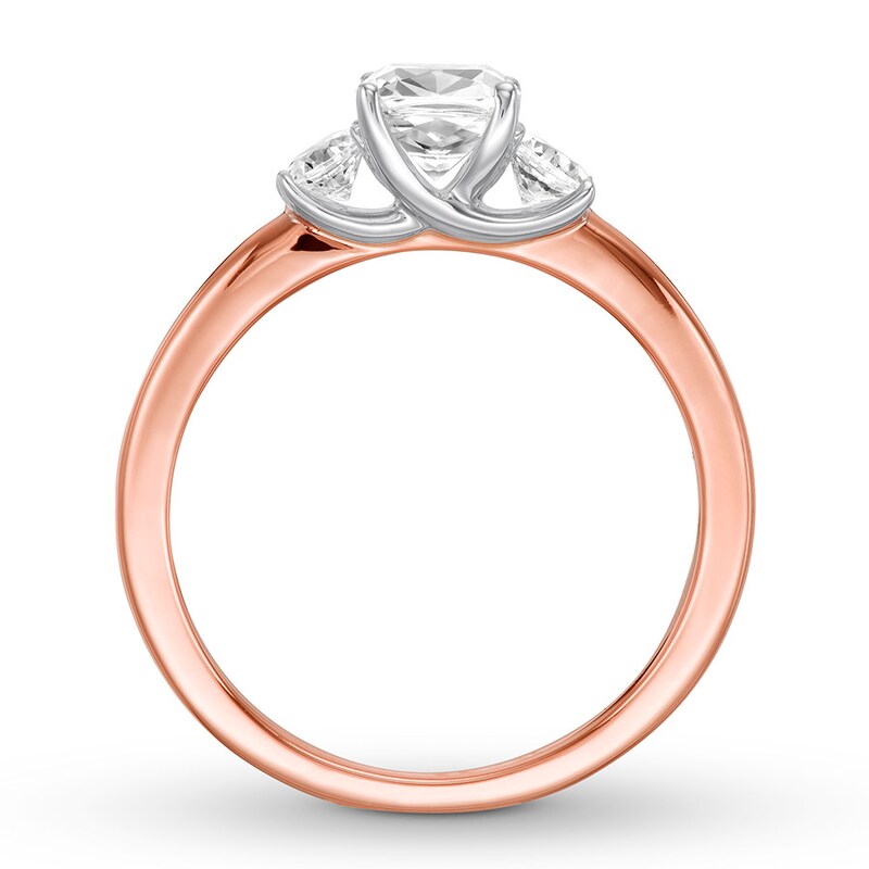 Three-Stone Diamond Ring 1 ct tw Cushion/Round 14K Rose Gold