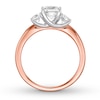 Thumbnail Image 2 of Memories Moments Magic 3-Stone Diamond Ring 1-1/3 ct tw Cushion/Round 14K Rose Gold