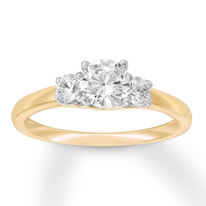 Three-Stone Diamond Engagement Ring 3/8 ct tw Round-cut 14K Yellow Gold