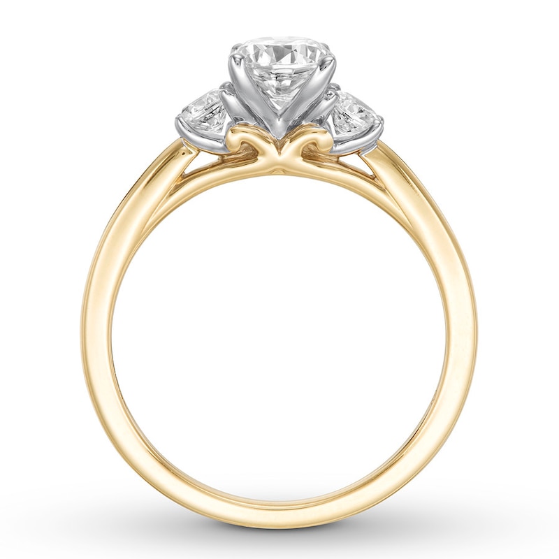 Three-Stone Diamond Ring 1-1/3 ct tw Round-cut 14K Yellow Gold