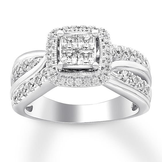 Now + Forever Multi-Stone Princess-cut Diamond Engagement Ring 1 ct tw 14K Gold