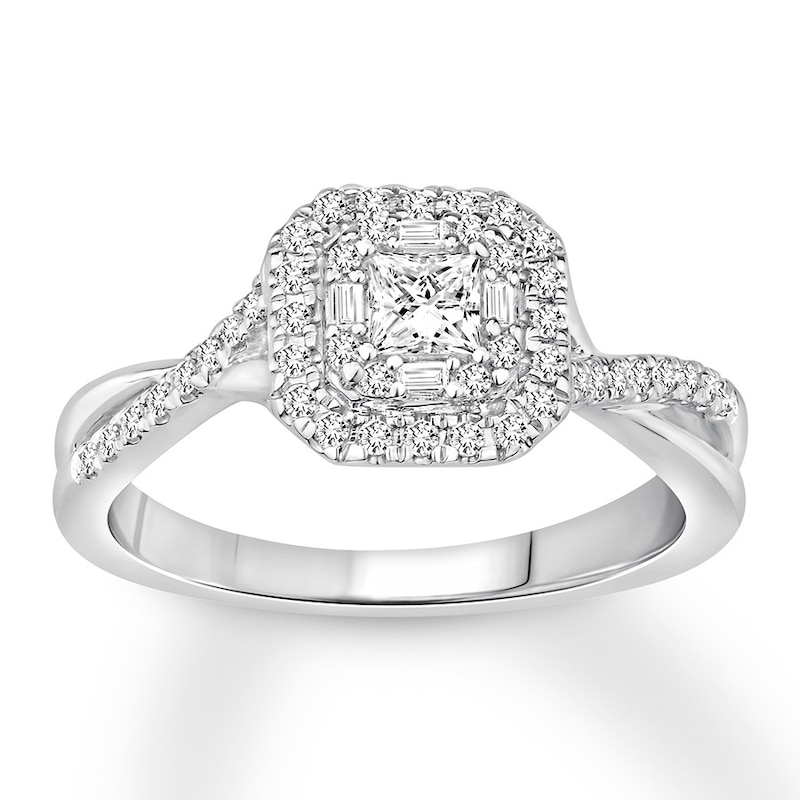 Diamond Engagement Ring 1/2 ct tw Princess-cut 14K White Gold