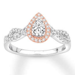 Now + Forever Diamond Engagement Ring 1/2 ct tw Round-cut 10K Two-Tone Gold