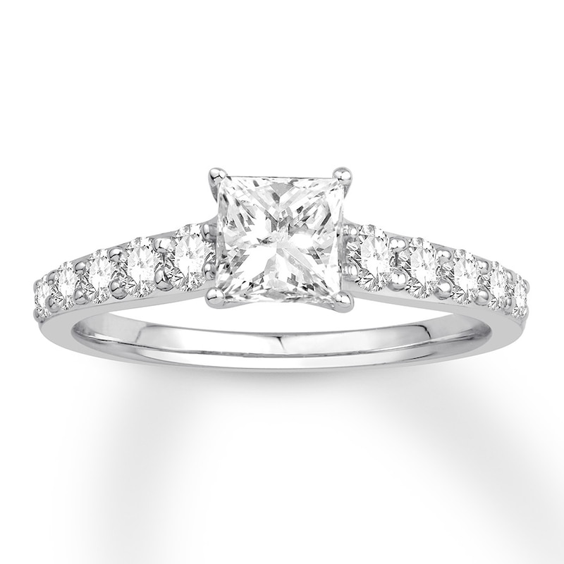 Main Image 1 of Now + Forever Princess-cut Diamond Engagement Ring 1-1/8 ct tw 14K White Gold