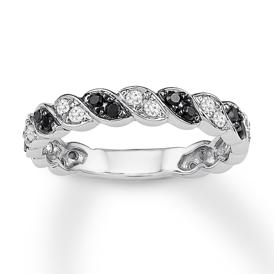 Adore Black & White Diamond Anniversary Band 3/8 ct tw 10K White Gold