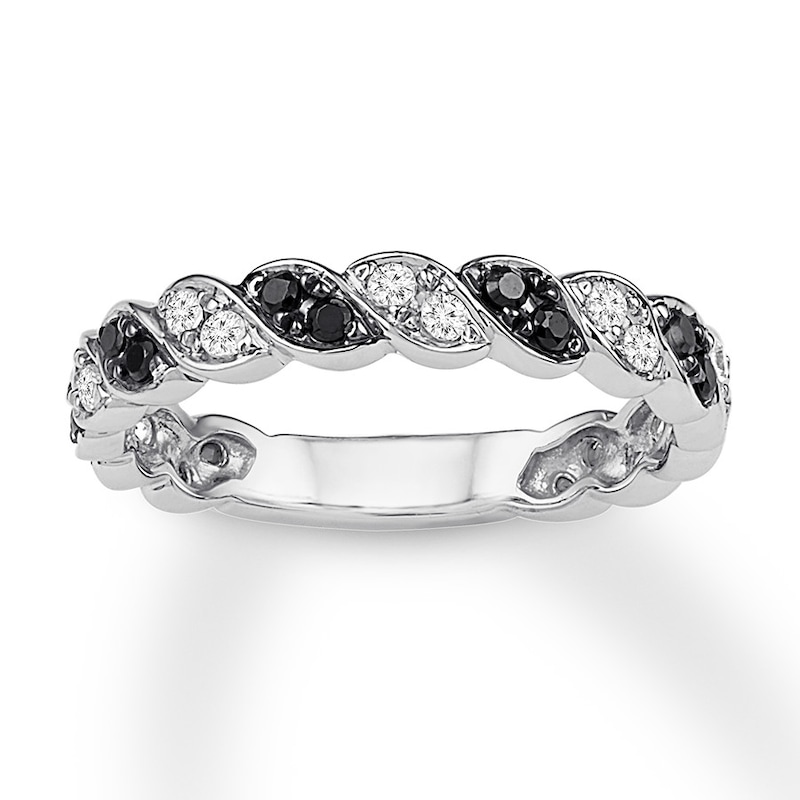 Main Image 1 of Adore Black & White Diamond Anniversary Band 3/8 ct tw 10K White Gold