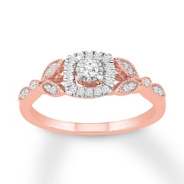 Now + Forever Diamond Engagement Ring 1/4 ct tw Round-cut 10K Rose Gold