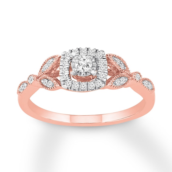 Now + Forever Diamond Engagement Ring 1/4 ct tw Round-cut 10K Rose Gold