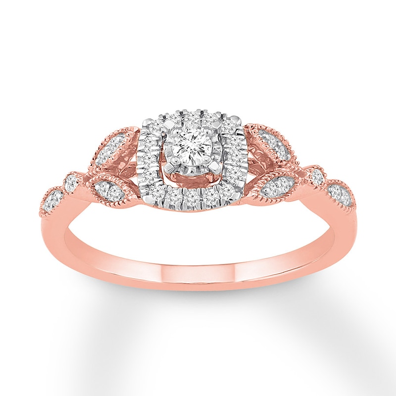 Diamond Engagement Ring 1/4 ct tw Round-cut 10K Rose Gold