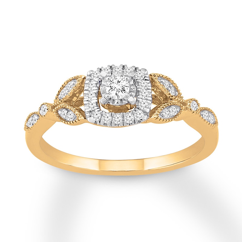 Diamond Engagement Ring 1/4 ct tw Round-cut 10K Yellow Gold