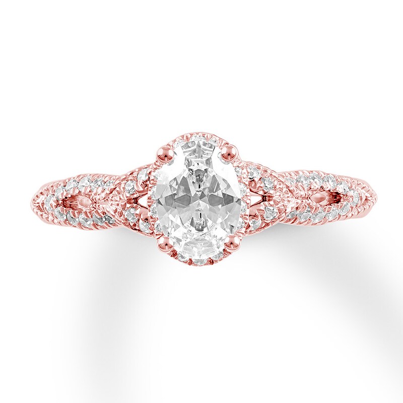 Main Image 1 of Now + Forever Diamond Engagement Ring 7/8 ct tw Oval & Round 14K Rose Gold