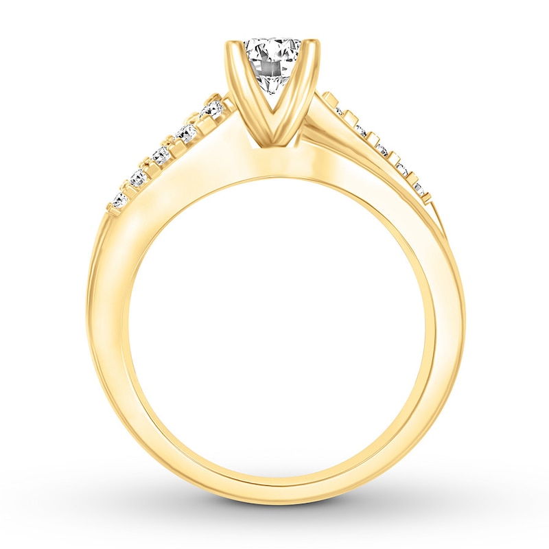 Main Image 2 of Now + Forever Diamond Engagement Ring 5/8 cttw Round & Baguette 14K Yellow Gold
