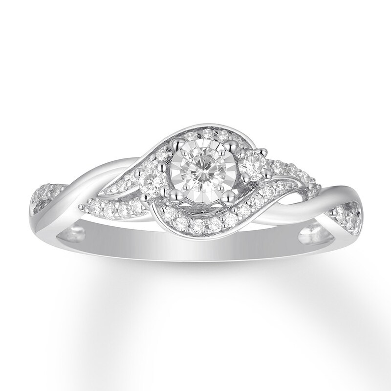 Diamond Engagement Ring 1/4 ct tw Round-cut 10K White Gold