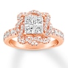 Multi-Stone Princess-cut Diamond Engagement Ring 1-1/3 cttw 14K Rose Gold