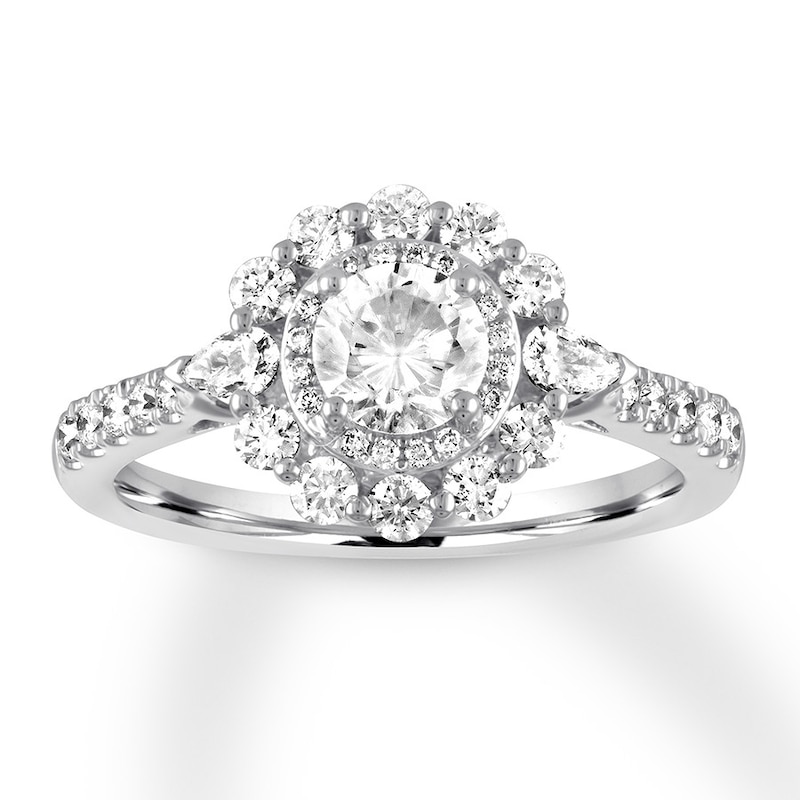 Diamond Engagement Ring 1-1/6 ct tw Round-cut 14K White Gold