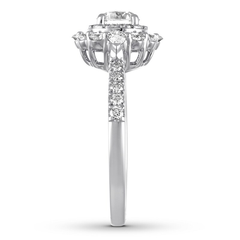 Diamond Engagement Ring 1-1/6 ct tw Round-cut 14K White Gold