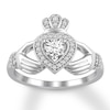 Claddagh Diamond Engagement Ring 3/8 ct tw 14K White Gold