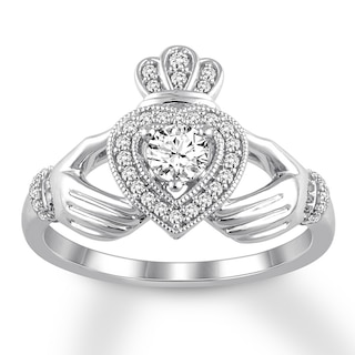Now + Forever Claddagh Diamond Engagement Ring 3/8 ct tw 14K White Gold