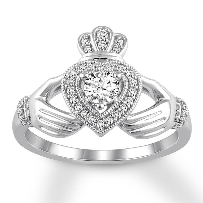 Main Image 1 of Now + Forever Claddagh Diamond Engagement Ring 3/8 ct tw 14K White Gold