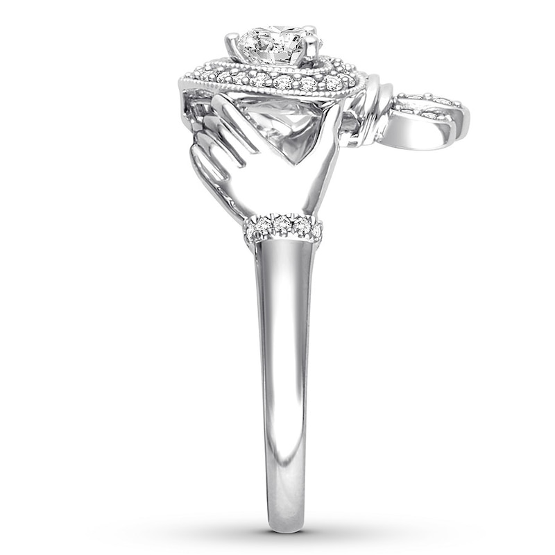 Main Image 2 of Now + Forever Claddagh Diamond Engagement Ring 3/8 ct tw 14K White Gold