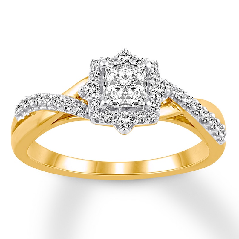 Diamond Engagement Ring 3/4 ct tw Round-cut 14K Yellow Gold