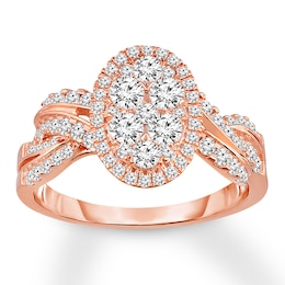 Now + Forever Diamond Engagement Ring 1-1/4 ct tw Round-cut 14K Rose Gold