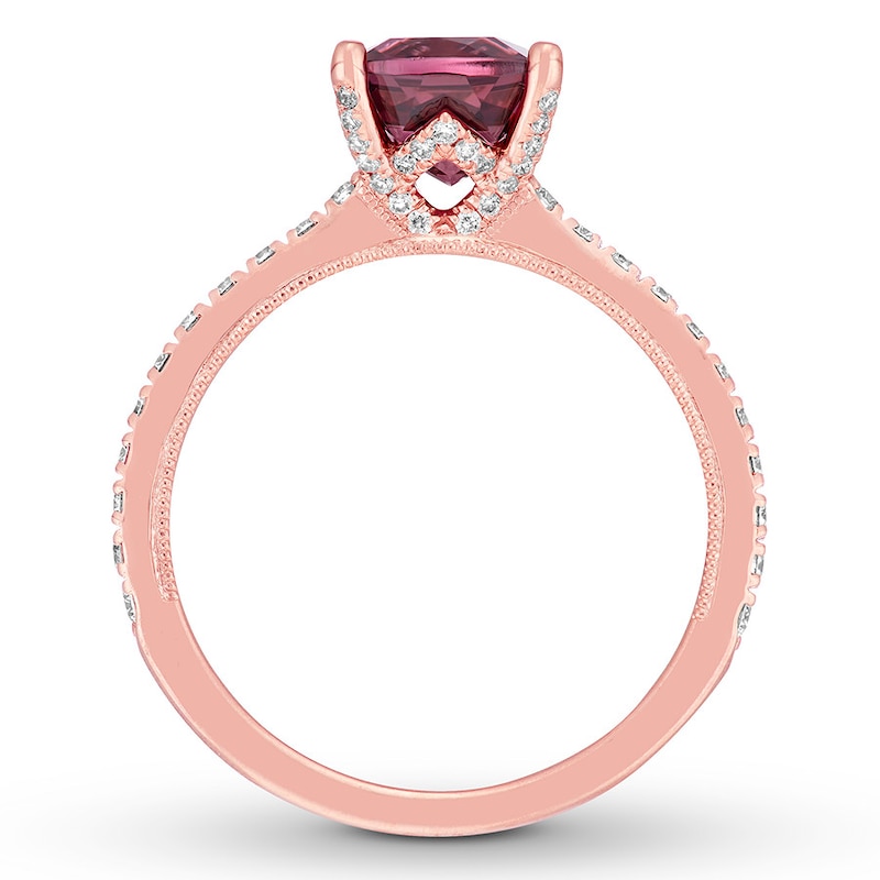 Main Image 2 of Neil Lane Cushion-cut Garnet Engagement Ring 3/8 ct tw Diamonds 14K Gold