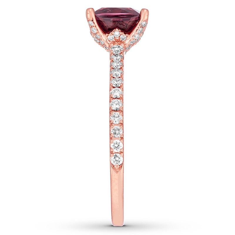 Main Image 3 of Neil Lane Cushion-cut Garnet Engagement Ring 3/8 ct tw Diamonds 14K Gold