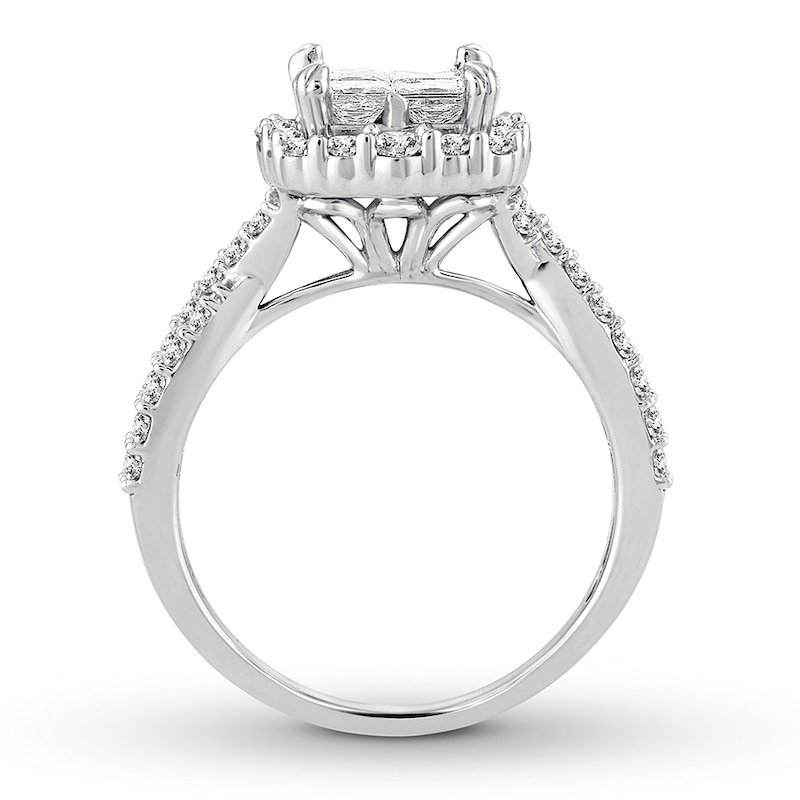 Multi-Stone Princess Diamond Engagement Ring 1-1/2 ct tw 14K White Gold