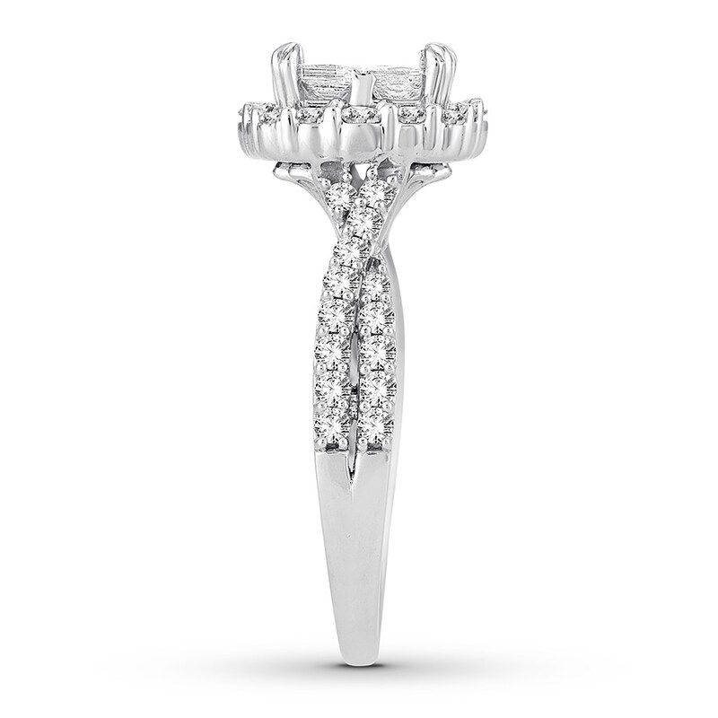 Multi-Stone Princess Diamond Engagement Ring 1-1/2 ct tw 14K White Gold