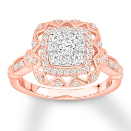 Now + Forever Diamond Engagement Ring 5/8 ct tw Round-cut 14K Rose Gold