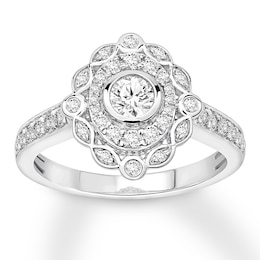 Now + Forever Diamond Engagement Ring 1/2 ct tw Round-cut 14K White Gold