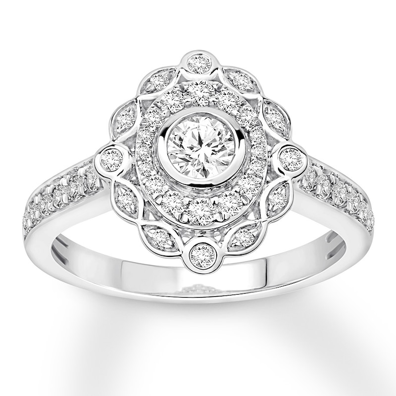 Diamond Engagement Ring 1/2 ct tw Round-cut 14K White Gold