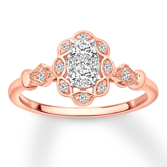 Now + Forever Diamond Engagement Ring 1/3 ct tw Round-cut 10K Rose Gold