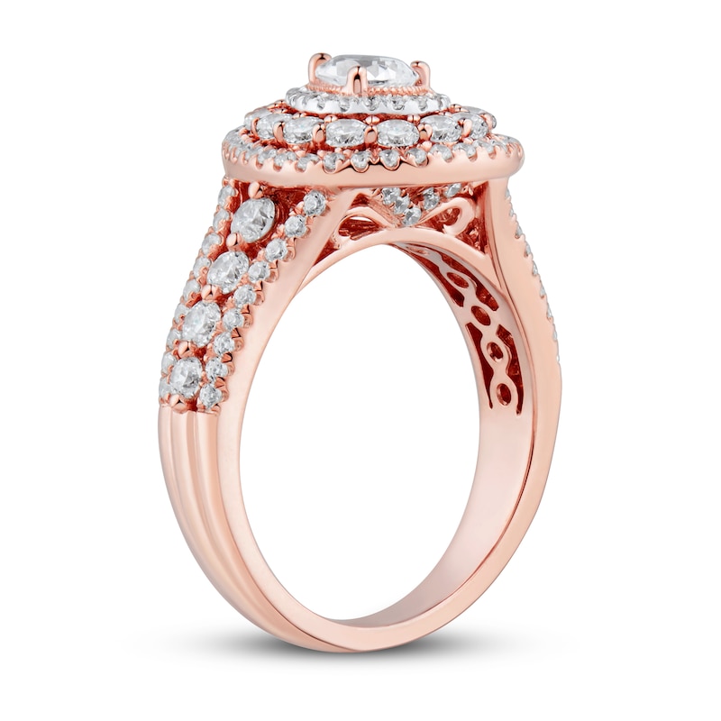 Main Image 3 of Diamond Engagement Ring 1-1/2 ct tw Pear & Round 14K Rose Gold