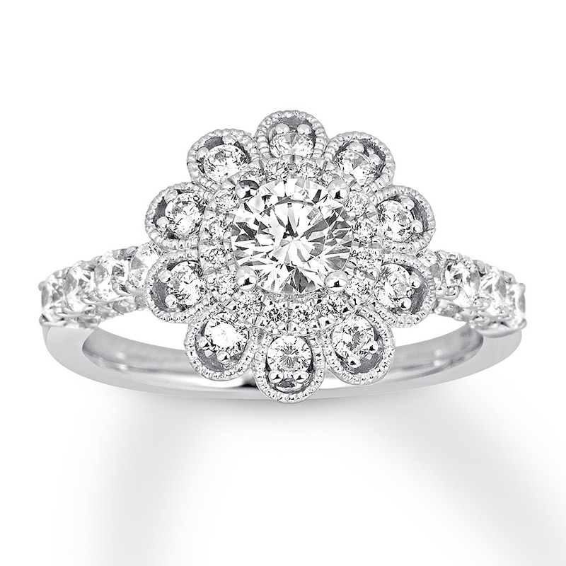 Floral Diamond Engagement Ring 1 3 8 Ct Tw 14k White Gold Kay