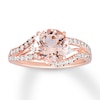 Round Morganite Engagement Ring 1/2 ct tw Diamonds 14K Rose Gold