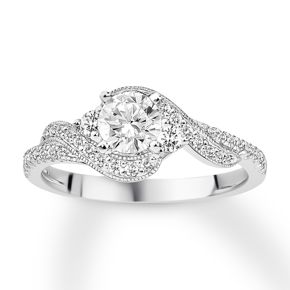Now + Forever 3-Stone Diamond Engagement Ring 3/4 ct tw Round 14K White Gold