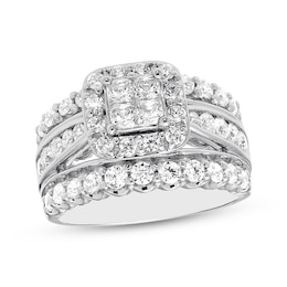 Now + Forever Diamond Engagement Ring 2 ct tw Princess & Round 14K White Gold