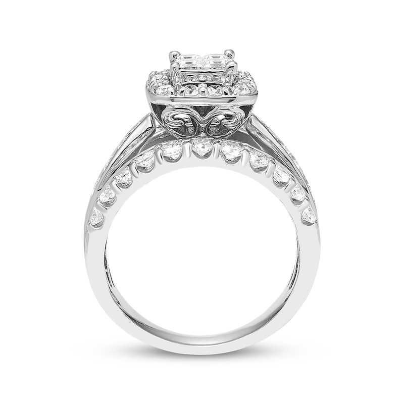 Diamond Engagement Ring 2 ct tw Princess & Round 14K White Gold