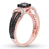 Thumbnail Image 1 of Black & White Diamond Engagement Ring 1 ct tw 10K Rose Gold