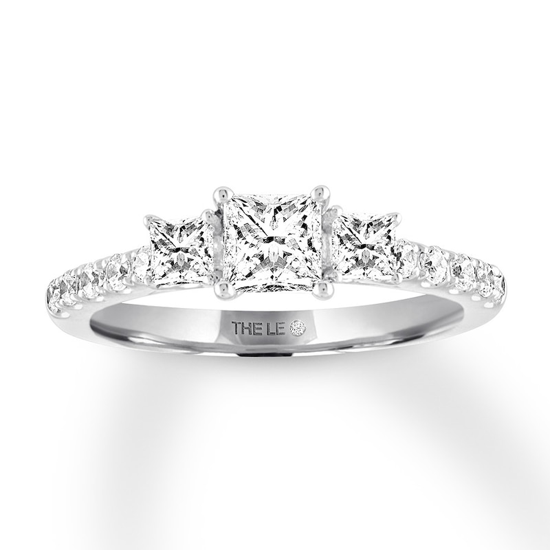 Main Image 1 of THE LEO Diamond Three-Stone Engagement Ring 7/8 ct tw Princess 14K White Gold